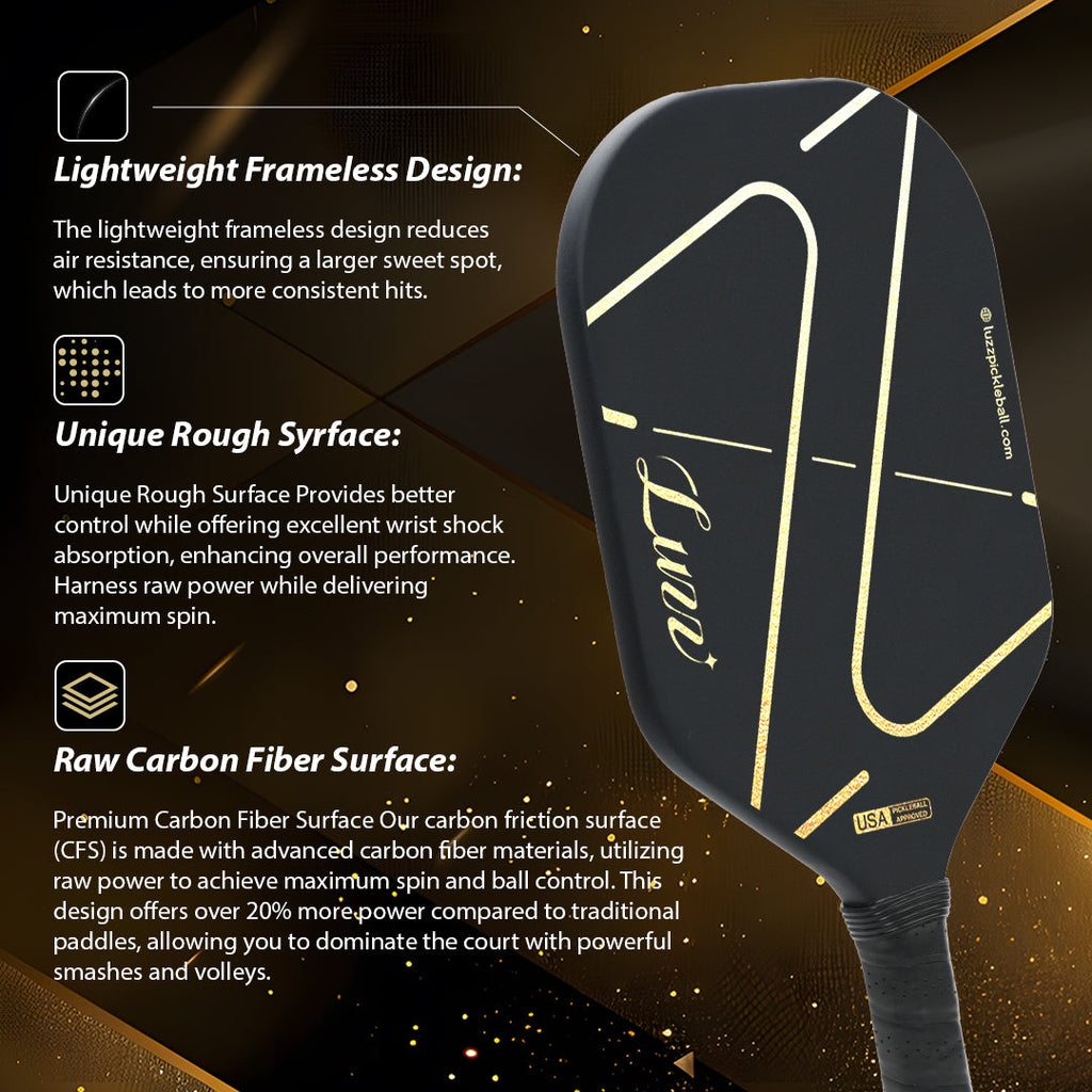 Luzzpickleball ZZ Frameless Paddle(14mm)T700 Carbon Friction Surface| Thermoformed - Limited Collection