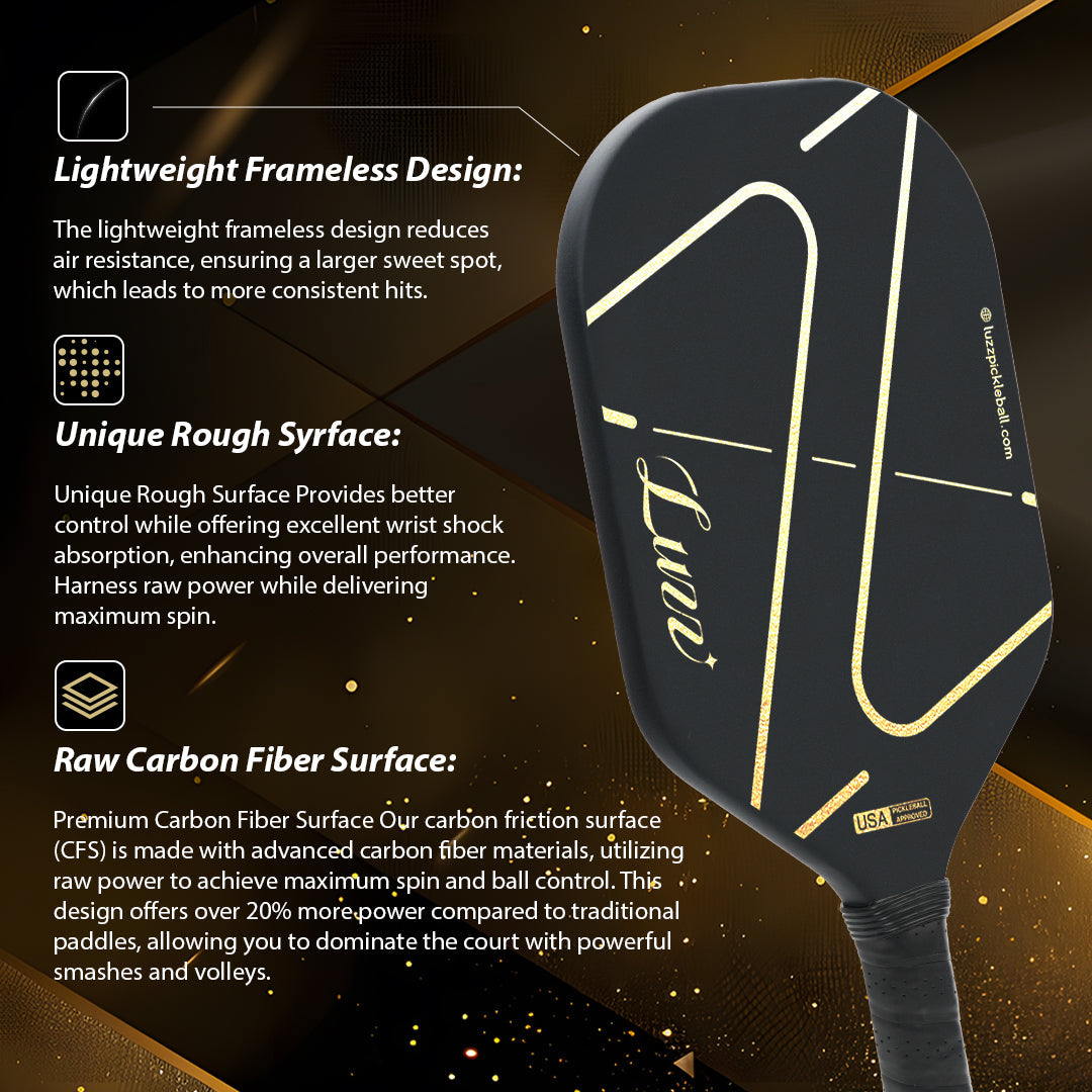 Luzzpickleball ZZ Frameless Paddle(14mm)T700 Carbon Friction Surface| Thermoformed - Limited Collection