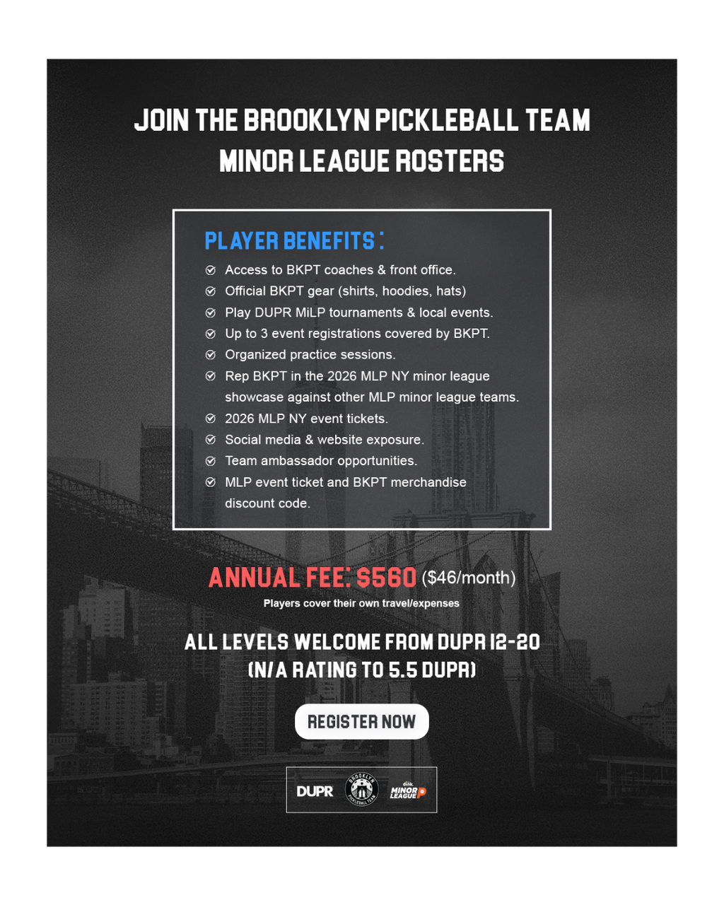 Brooklyn Pickleball Team Minor League Roster Membership