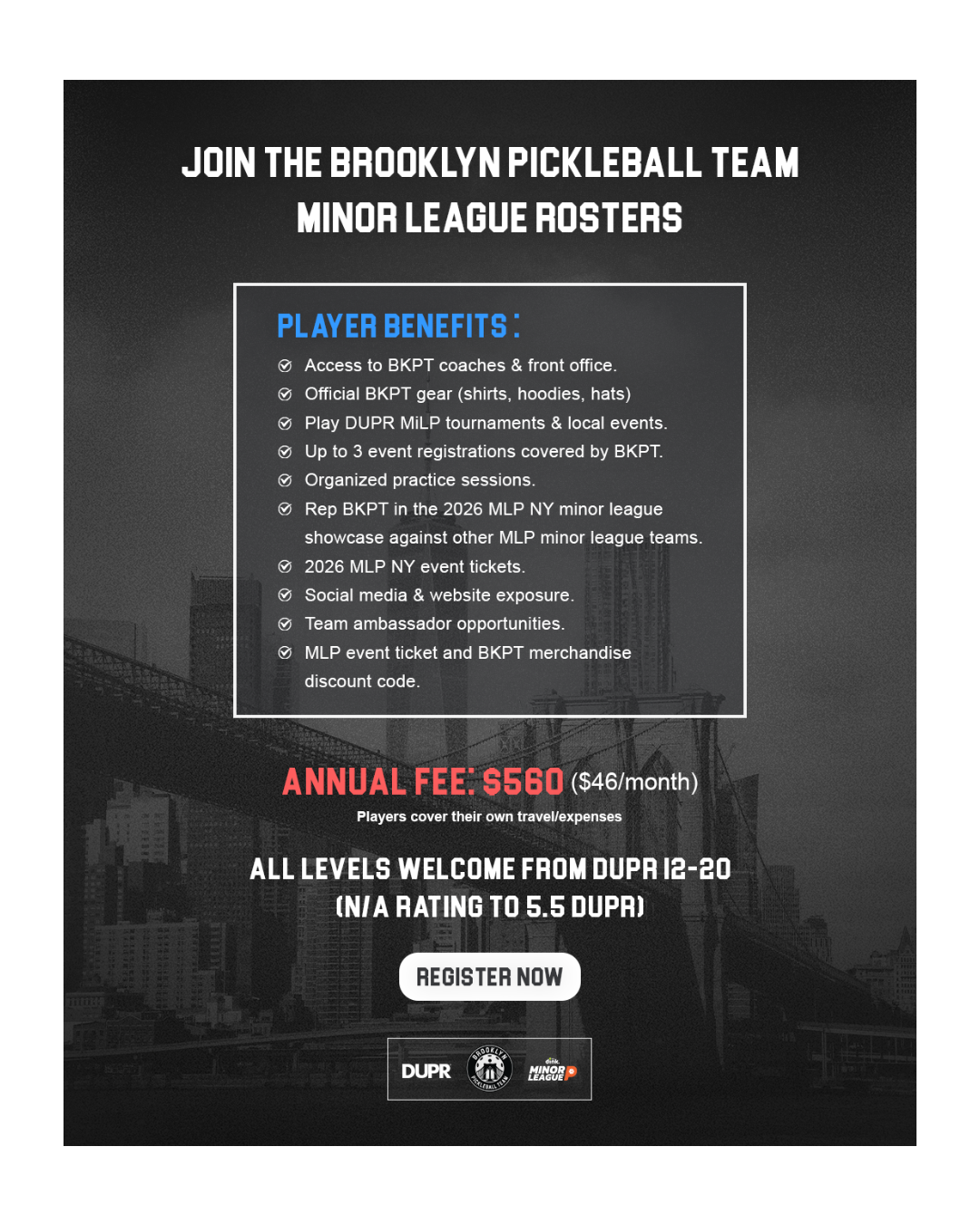 Brooklyn Pickleball Team Minor League Roster Membership